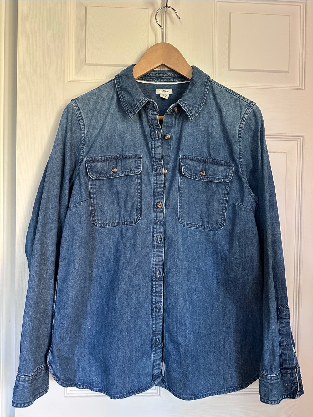 L.L. Bean Blue Denim Button-Up Shirt